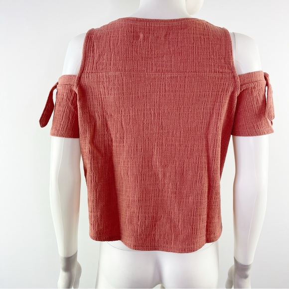 Madewell Coral Pink Short Cold Shoulder Sleeve Blouse Top Size XS - Picture 5 of 8